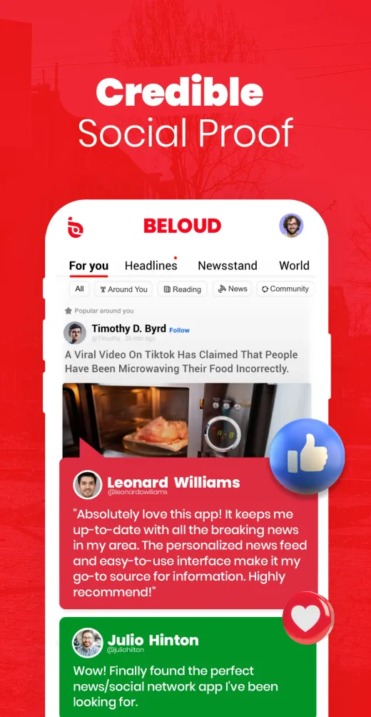 Beloud store image: posts with reactions
