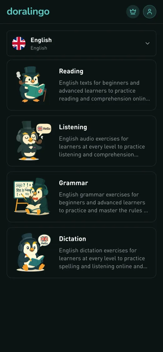Doralingo on a phone: the four skills