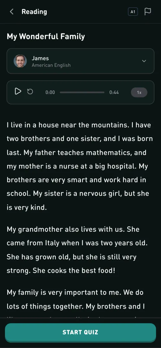 Doralingo on a phone: a reading lesson with its narrator