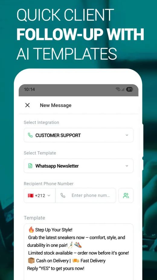 eGrow store image: sending a WhatsApp template